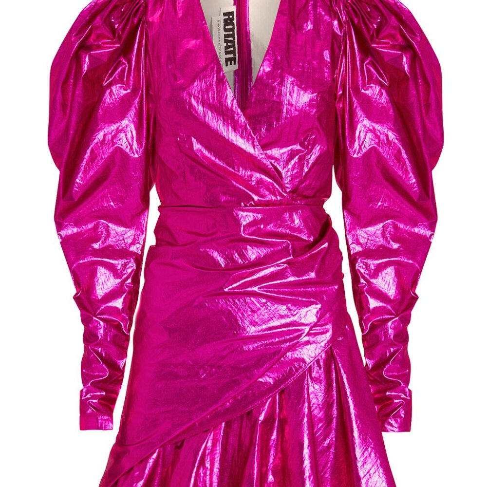 ROTATE BIRGER CHRISTENSEN - V-Neck Mini Dress Women's size 10- Raspberry pink